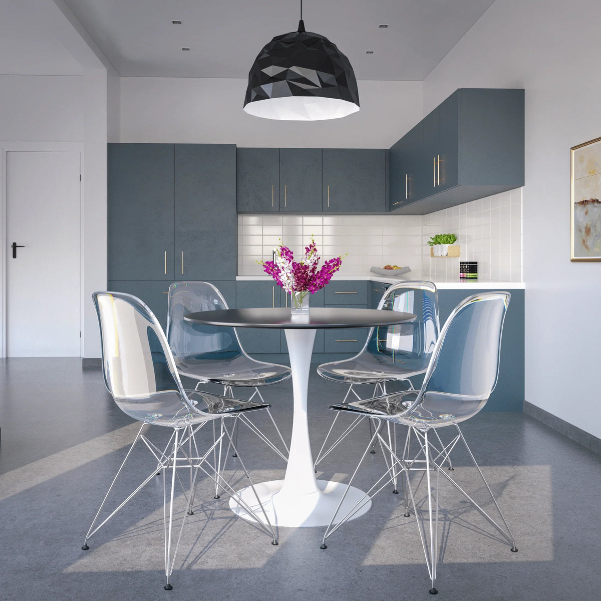Bristol 32" Round Dining Table with Wood Top and Iron Pedestal Base - Elax Furniture