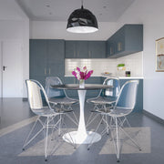 Bristol 32" Round Dining Table with Wood Top and Iron Pedestal Base - Elax Furniture