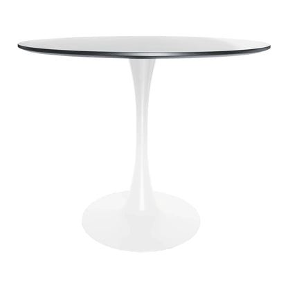 Bristol Modern Round Dining Table with Wood Top and Iron Pedestal Base - Elax Furniture