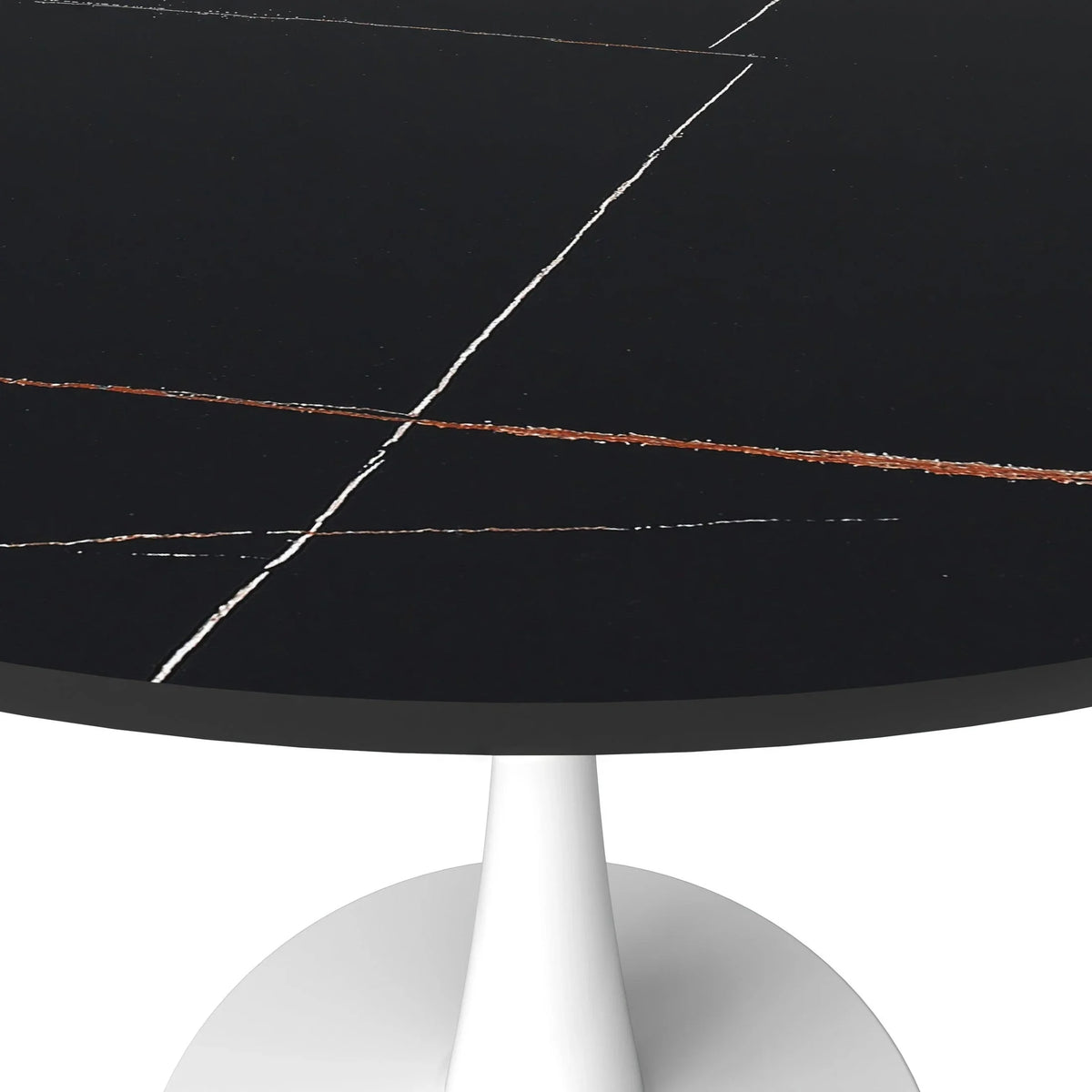 Bristol 35" Round Dining Table with Sintered Stone Tabletop in White Steel - Elax Furniture