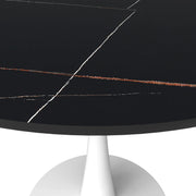 Bristol 35" Round Dining Table with Sintered Stone Tabletop in White Steel - Elax Furniture