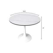 Bristol 35" Round Dining Table with Sintered Stone Tabletop in White Steel - Elax Furniture
