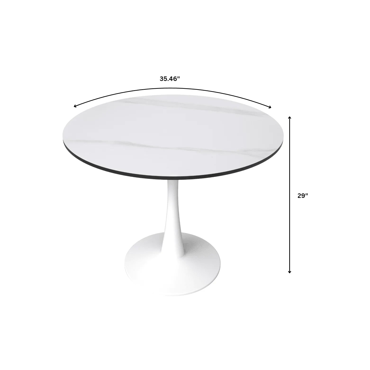 Bristol 35" Round Dining Table with Sintered Stone Tabletop in White Steel - Elax Furniture