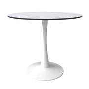 Bristol 35" Round Dining Table with Sintered Stone Tabletop in White Steel - Elax Furniture