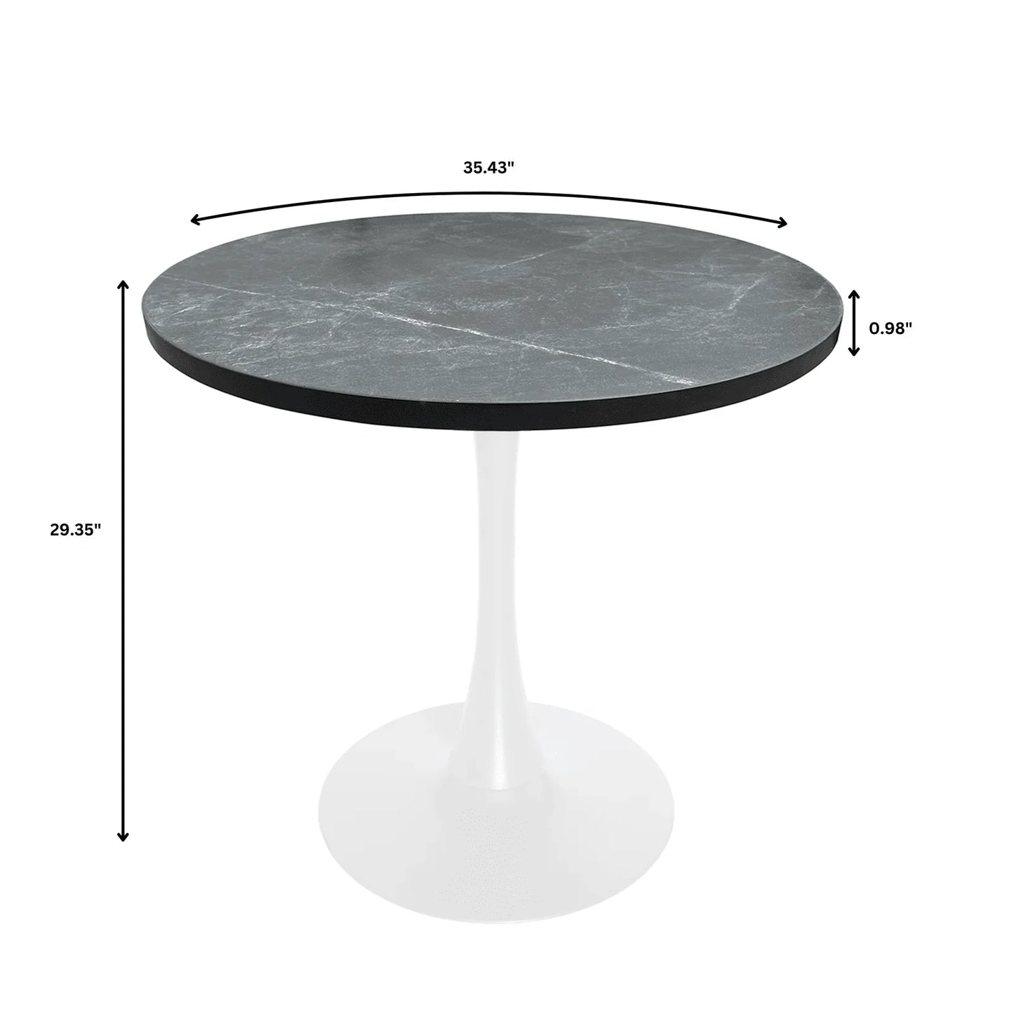 Bristol 27" Round Dining Table with MDF Tableop and White Iron Base - Elax Furniture