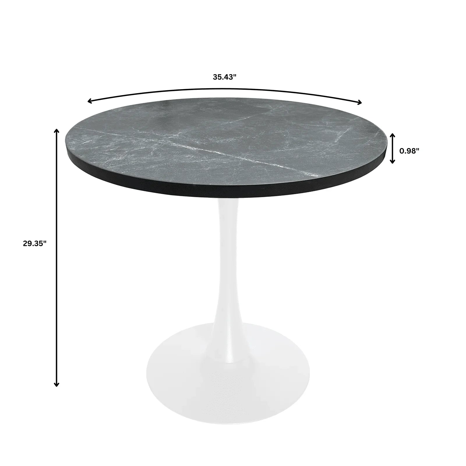 Bristol 27" Round Dining Table with MDF Tableop and White Iron Base - Elax Furniture