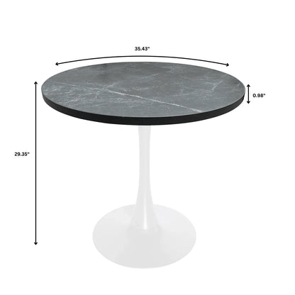Bristol 27" Round Dining Table with MDF Tableop and White Iron Base - Elax Furniture
