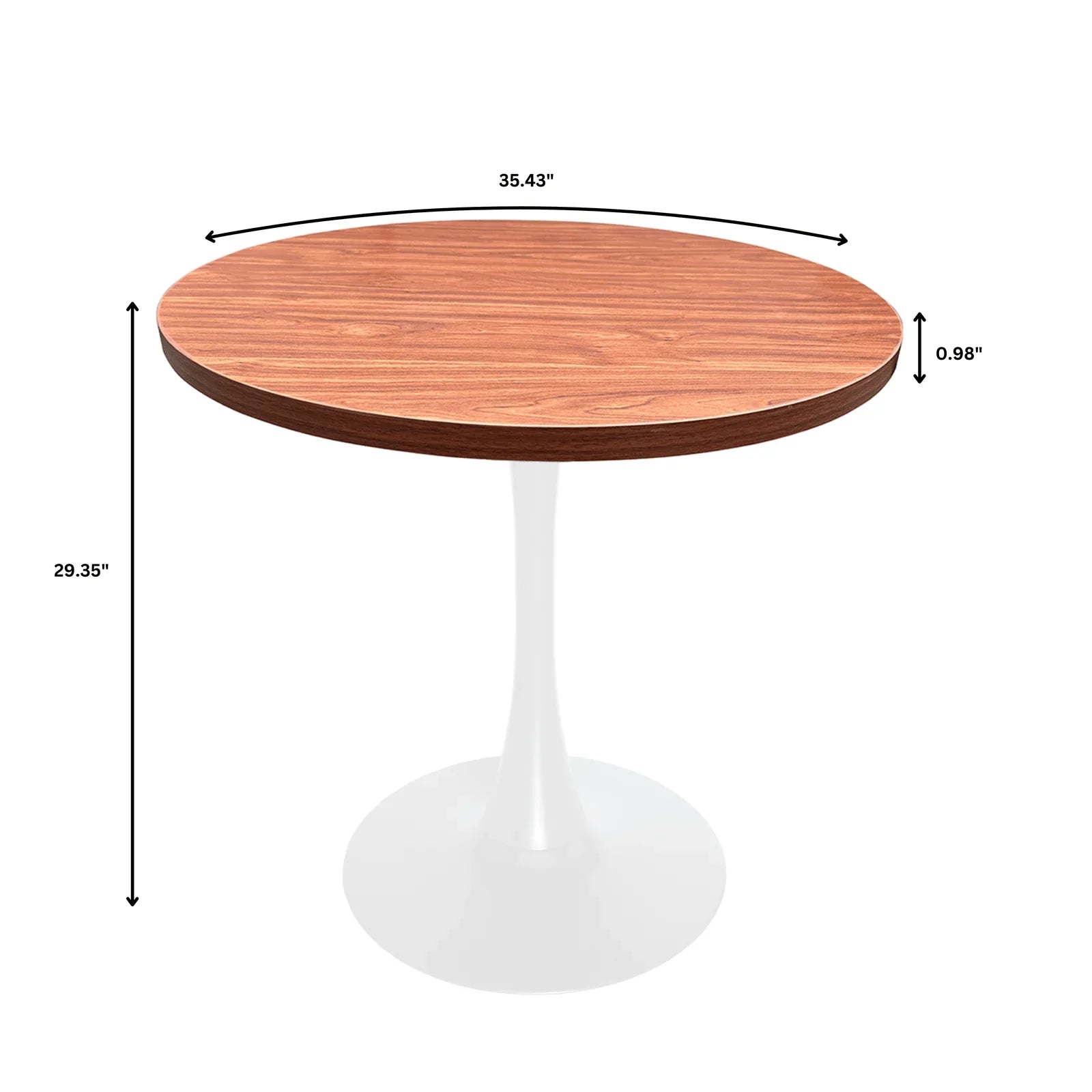 Bristol 27" Round Dining Table with MDF Tableop and White Iron Base - Elax Furniture