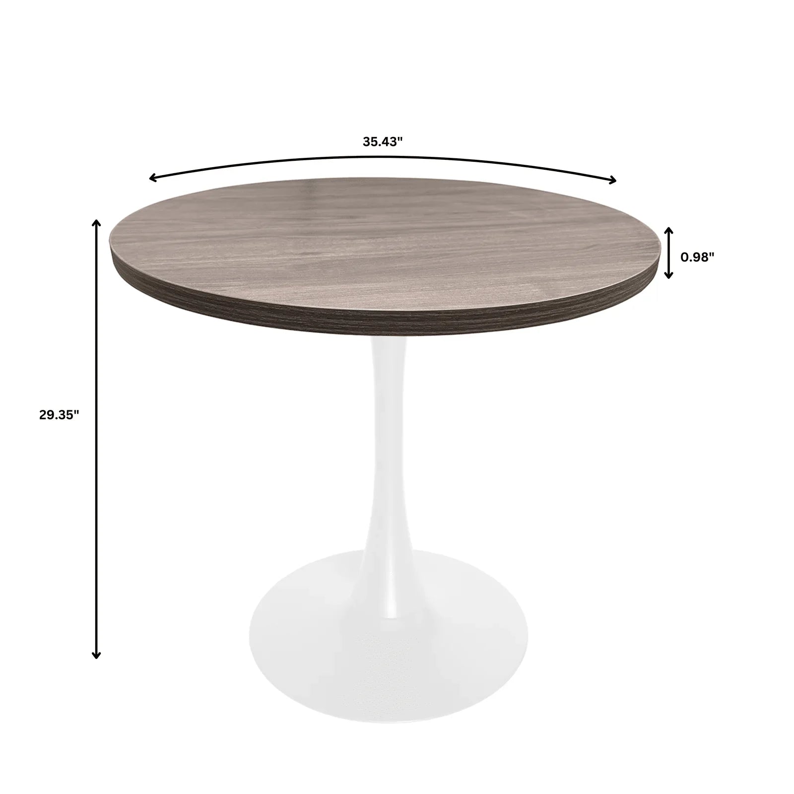 Bristol 27" Round Dining Table with MDF Tableop and White Iron Base - Elax Furniture