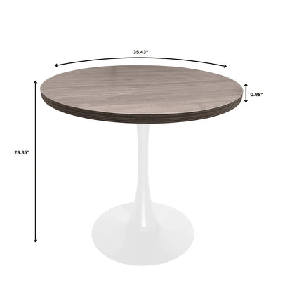Bristol 27" Round Dining Table with MDF Tableop and White Iron Base - Elax Furniture