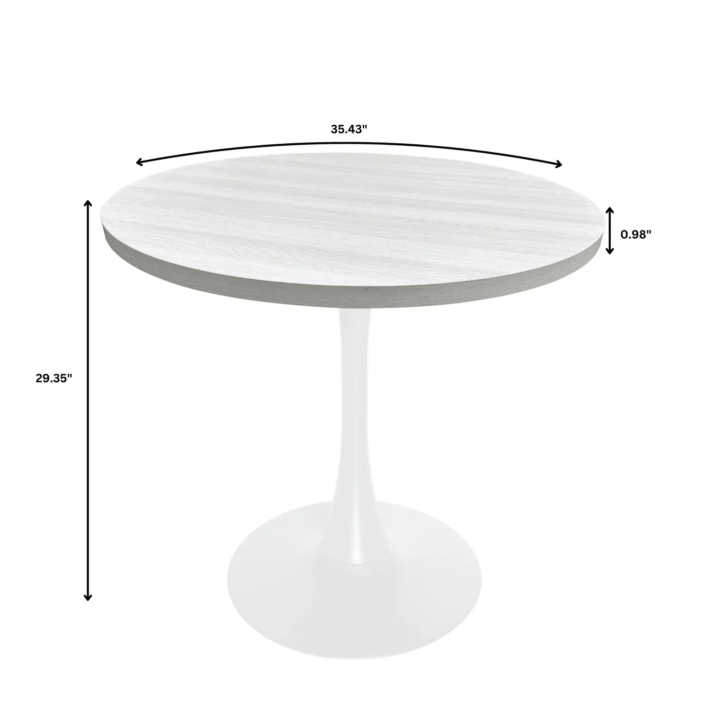 Bristol 27" Round Dining Table with MDF Tableop and White Iron Base - Elax Furniture