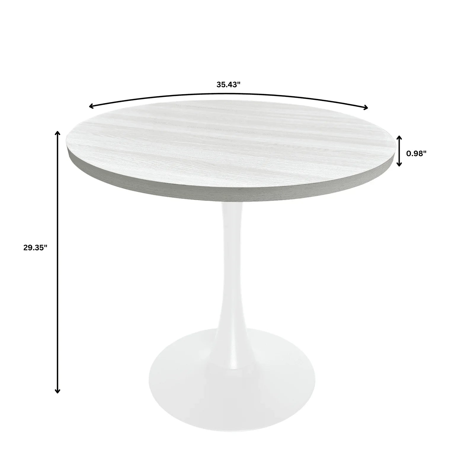 Bristol 27" Round Dining Table with MDF Tableop and White Iron Base - Elax Furniture