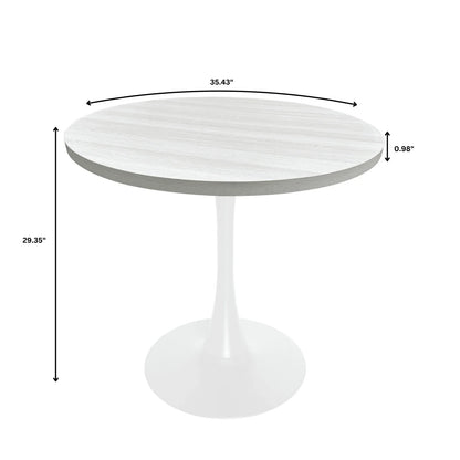 Bristol 27" Round Dining Table with MDF Tableop and White Iron Base - Elax Furniture