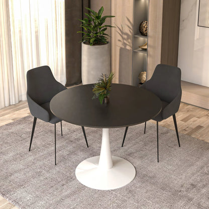 Bristol 40" Round Dining Table with MDF Wood Tabletop in White Steel - Elax Furniture