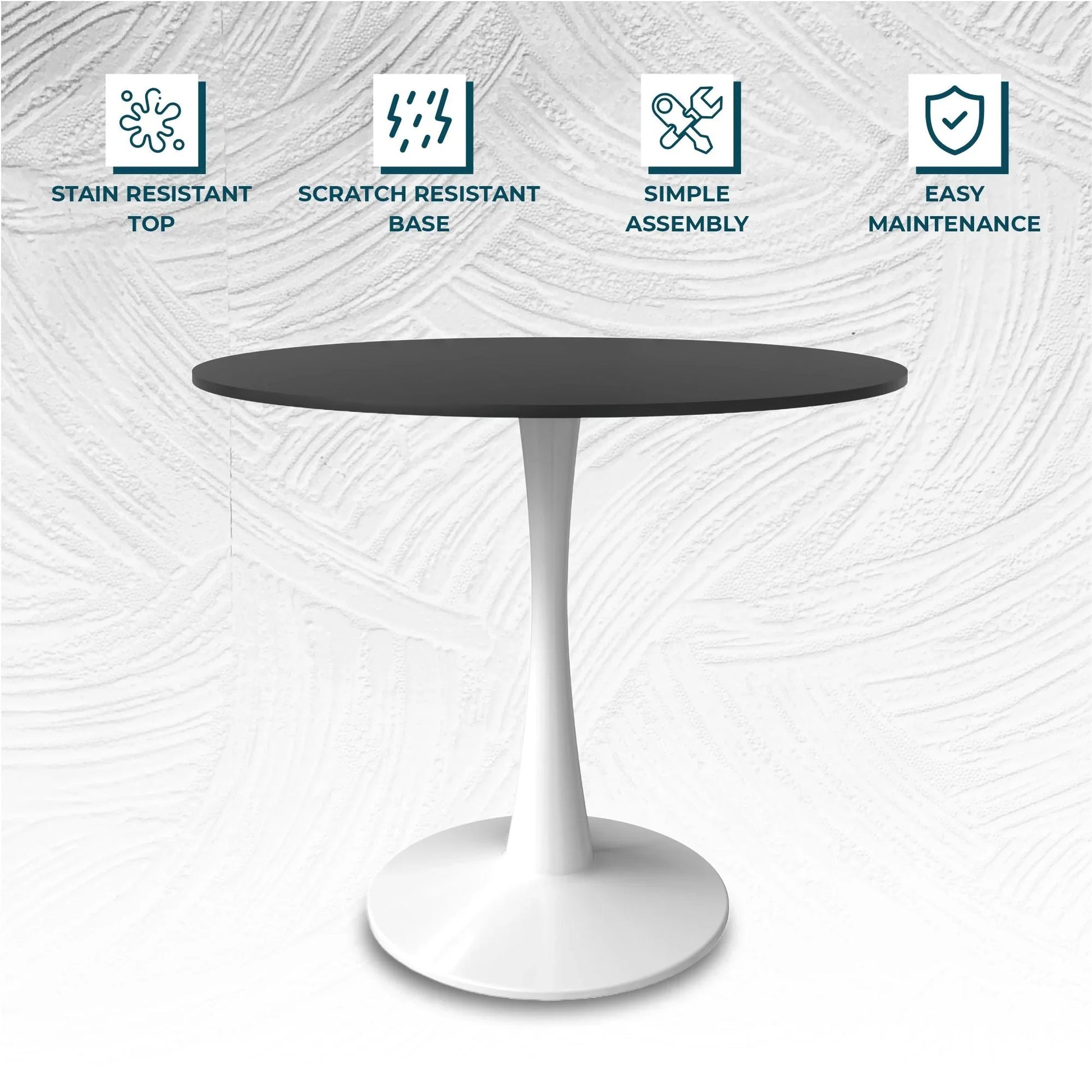 Bristol 40" Round Dining Table with MDF Wood Tabletop in White Steel - Elax Furniture