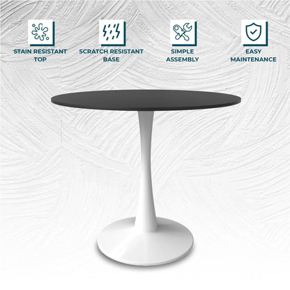Bristol 40" Round Dining Table with MDF Wood Tabletop in White Steel - Elax Furniture