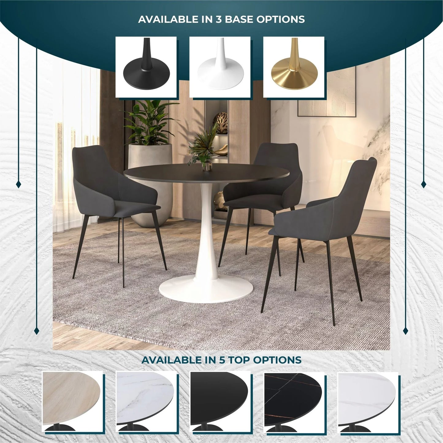 Bristol 40" Round Dining Table with MDF Wood Tabletop in White Steel - Elax Furniture