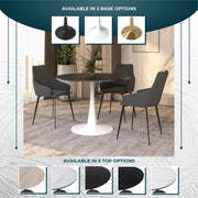 Bristol 40" Round Dining Table with MDF Wood Tabletop in White Steel - Elax Furniture