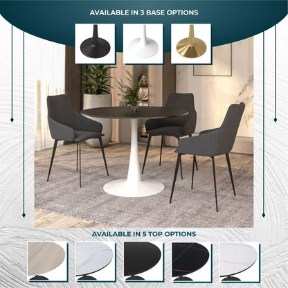 Bristol 40" Round Dining Table with MDF Wood Tabletop in White Steel - Elax Furniture