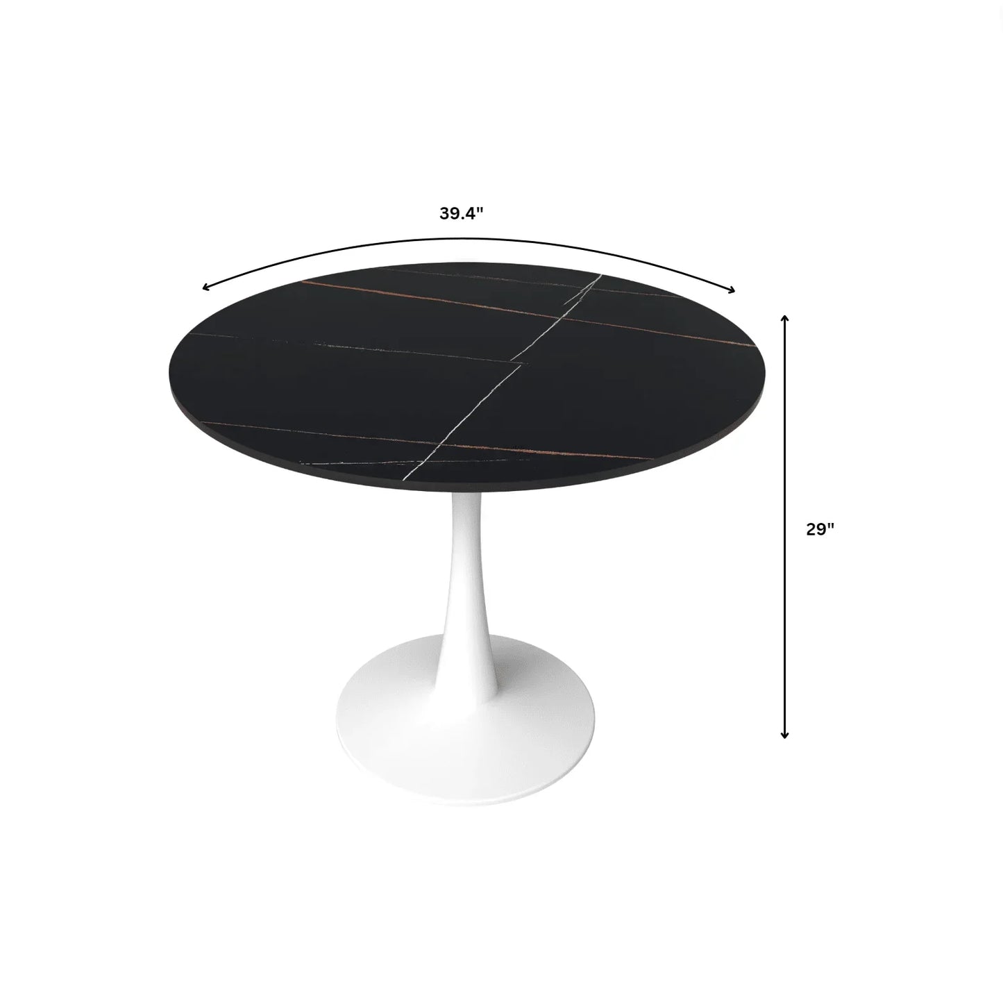Bristol 40" Round Dining Table with Sintered Stone Tabletop in White Steel - Elax Furniture