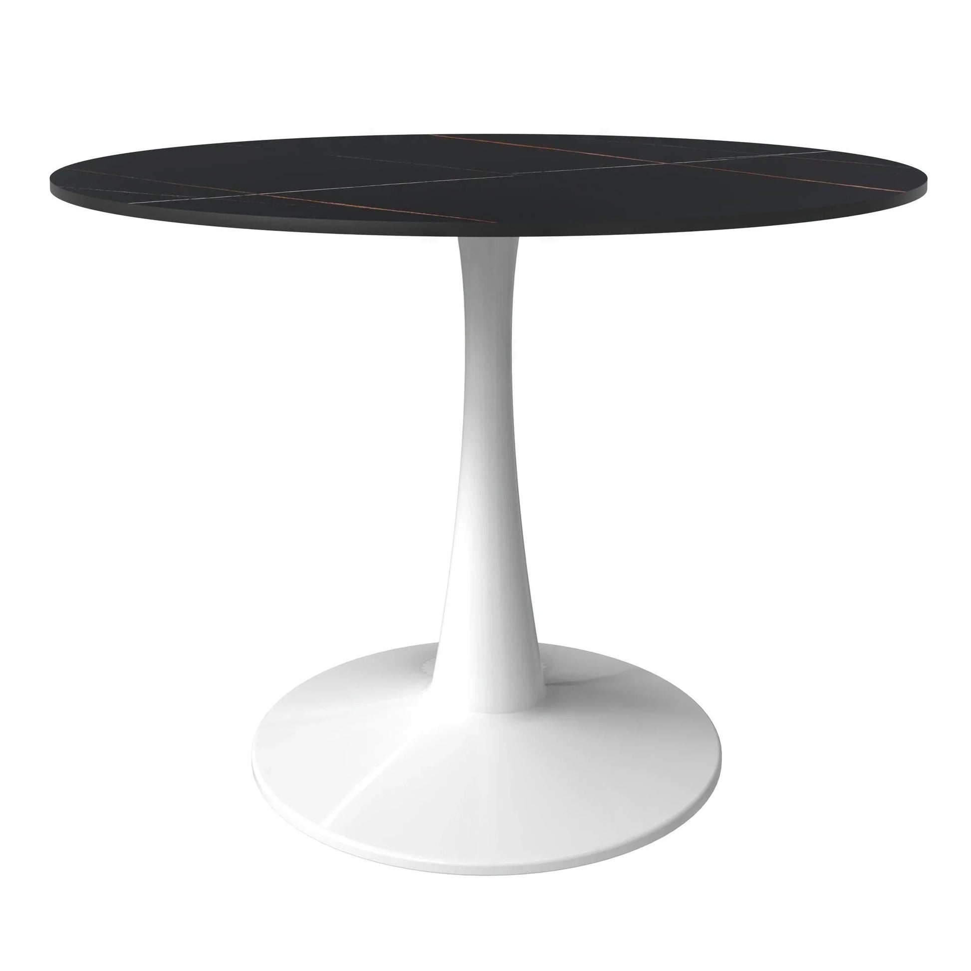 Bristol 40" Round Dining Table with Sintered Stone Tabletop in White Steel - Elax Furniture