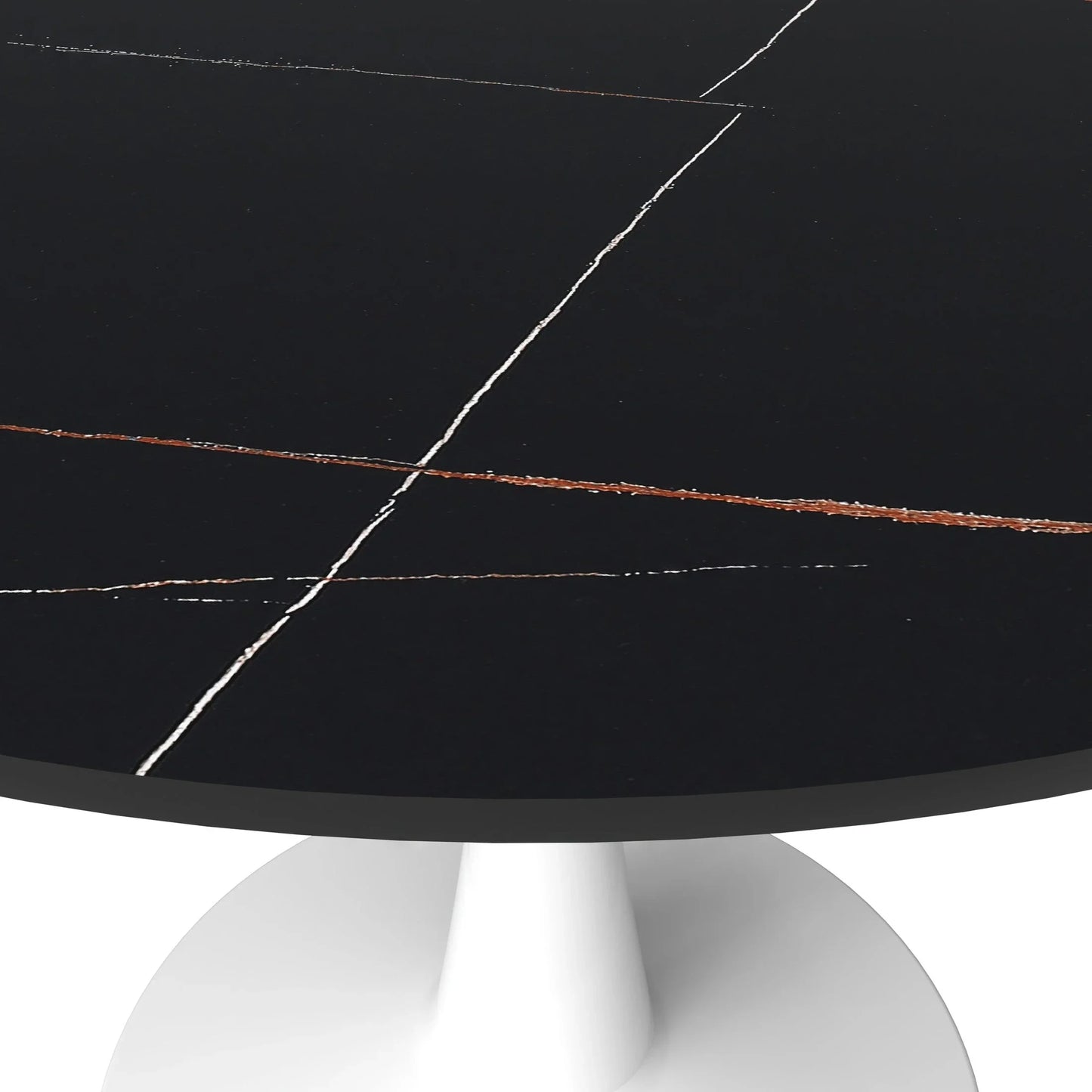 Bristol 40" Round Dining Table with Sintered Stone Tabletop in White Steel - Elax Furniture