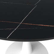 Bristol 40" Round Dining Table with Sintered Stone Tabletop in White Steel - Elax Furniture