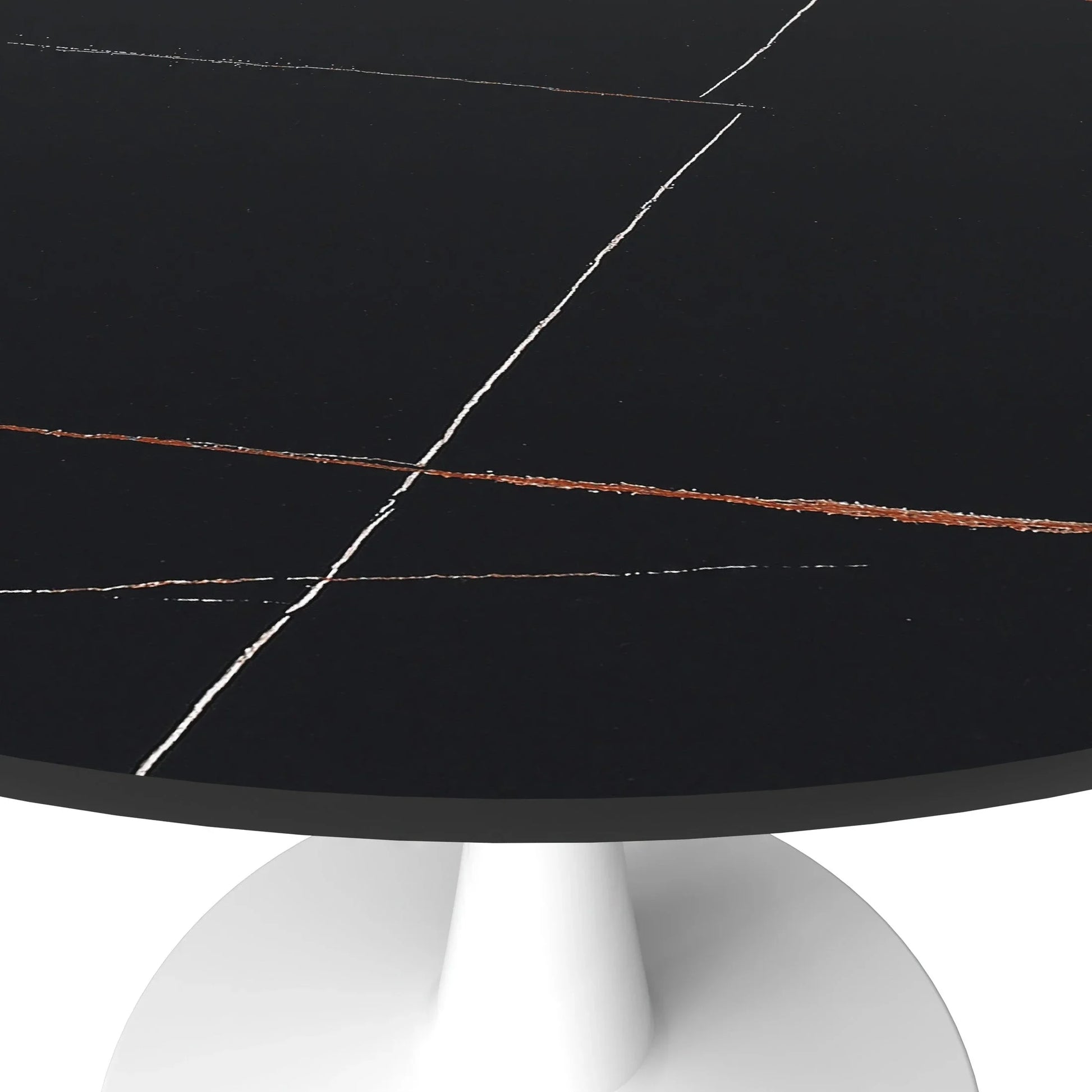 Bristol 40" Round Dining Table with Sintered Stone Tabletop in White Steel - Elax Furniture