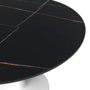 Bristol 40" Round Dining Table with Sintered Stone Tabletop in White Steel - Elax Furniture