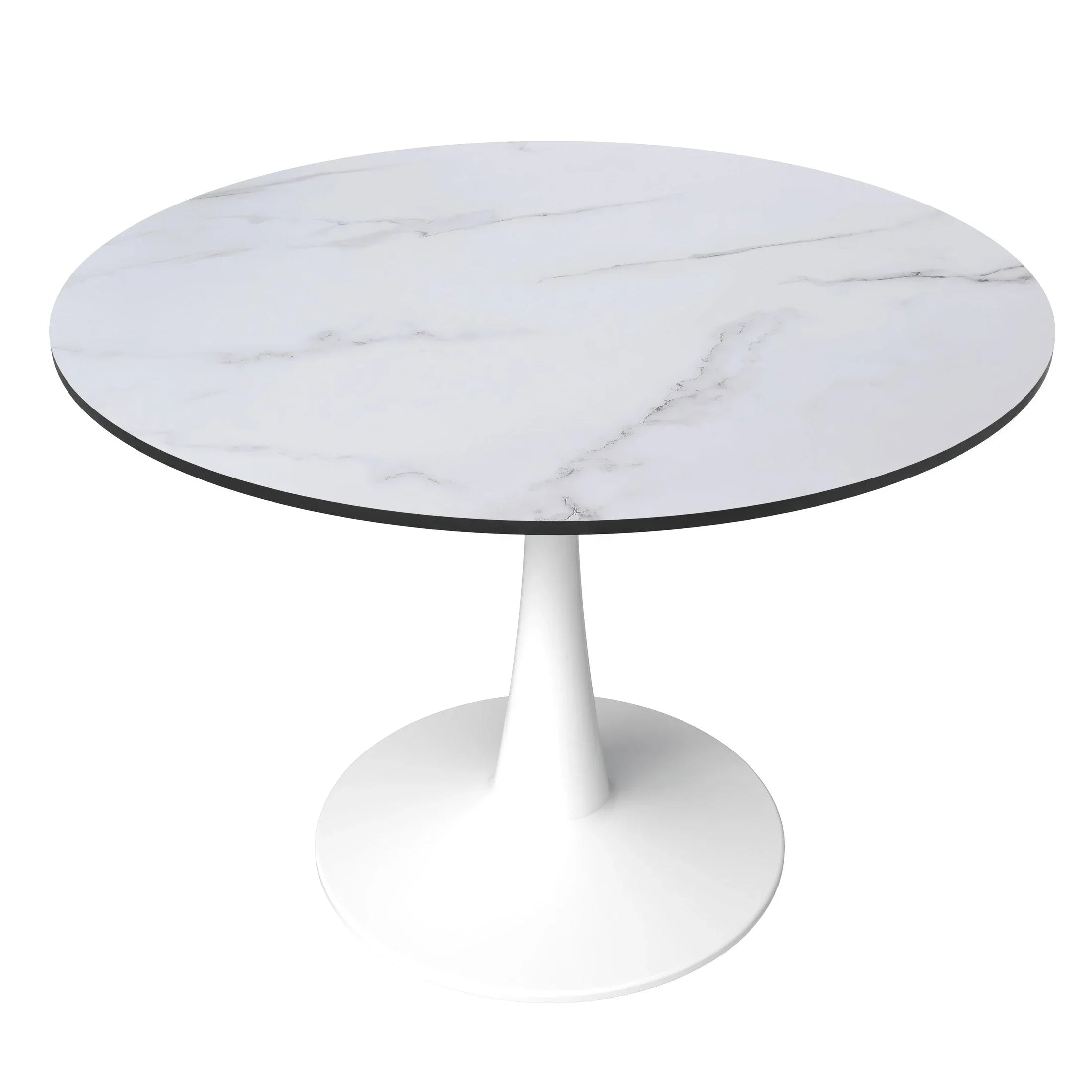 Bristol 40" Round Dining Table with MDF Wood Tabletop in White Steel - Elax Furniture