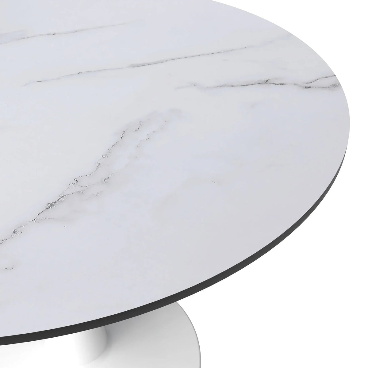 Bristol 40" Round Dining Table with MDF Wood Tabletop in White Steel - Elax Furniture
