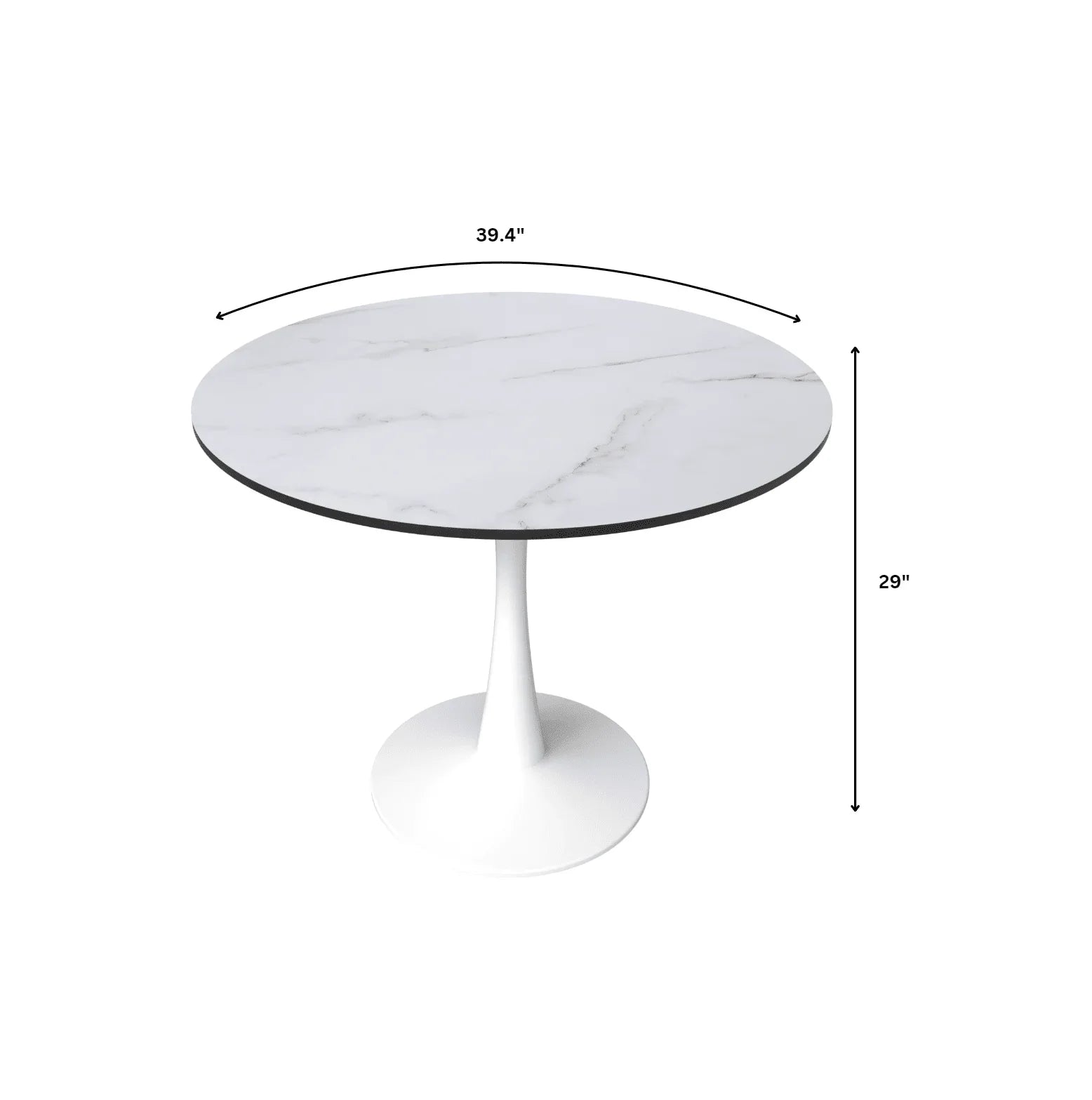 Bristol 40" Round Dining Table with MDF Wood Tabletop in White Steel - Elax Furniture