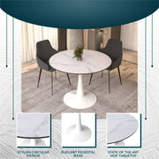 Bristol 40" Round Dining Table with MDF Wood Tabletop in White Steel - Elax Furniture