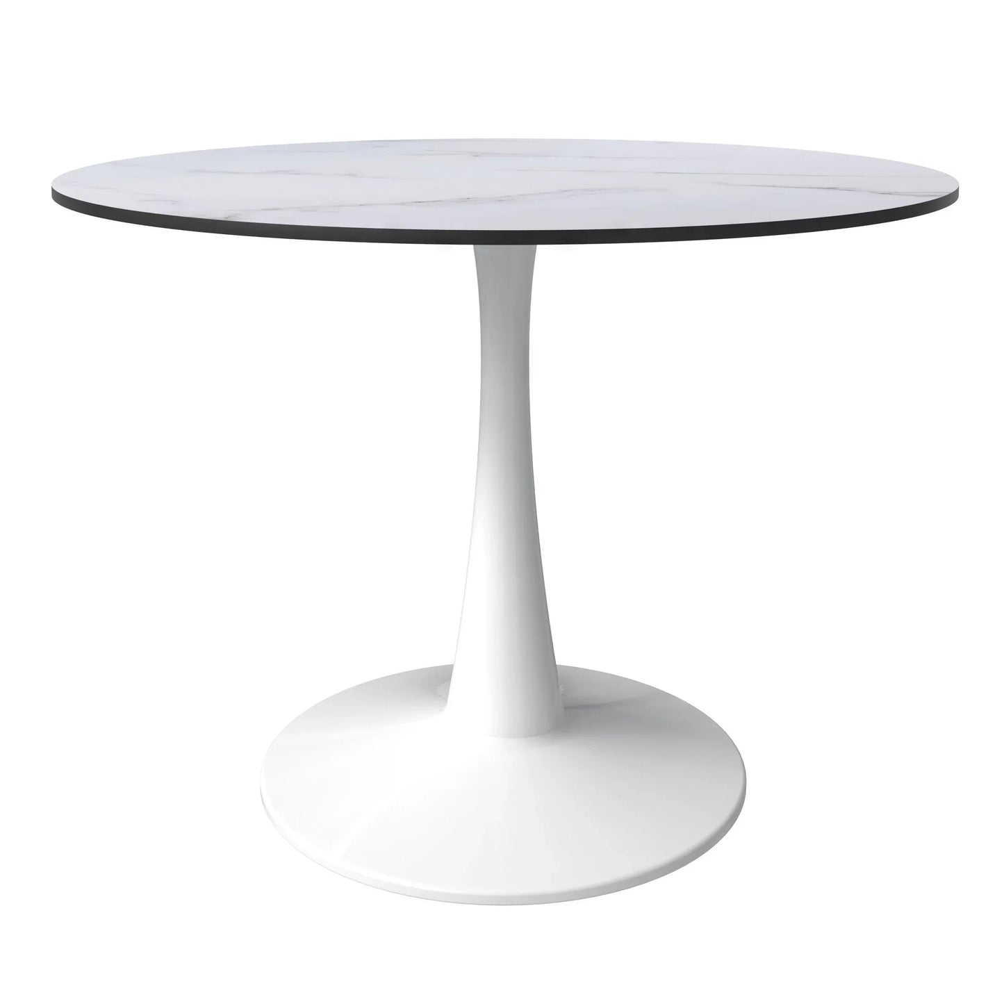 Bristol 40" Round Dining Table with MDF Wood Tabletop in White Steel - Elax Furniture