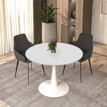 Bristol 40" Round Dining Table with MDF Wood Tabletop in White Steel - Elax Furniture
