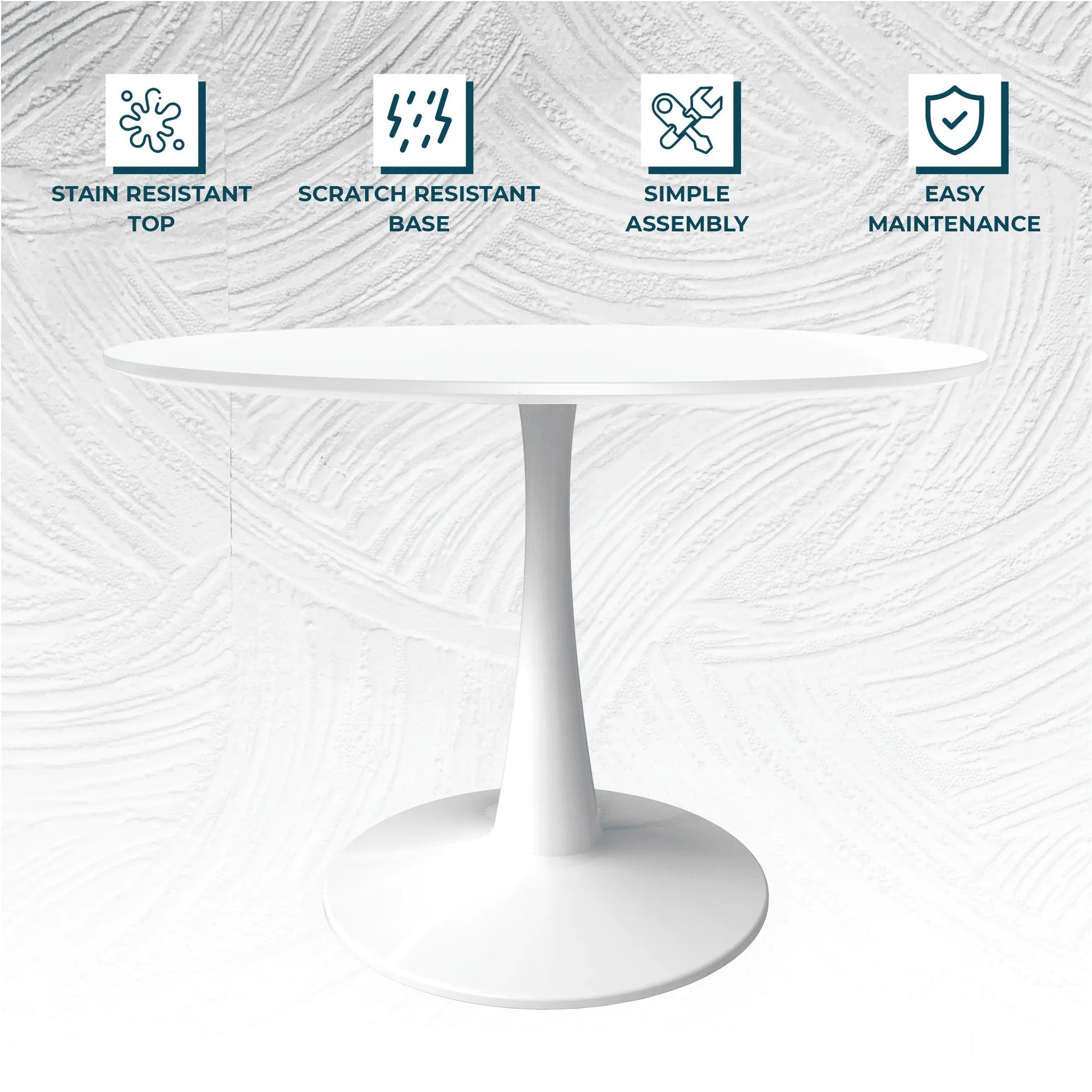 Bristol 40" Round Dining Table with MDF Wood Tabletop in White Steel - Elax Furniture
