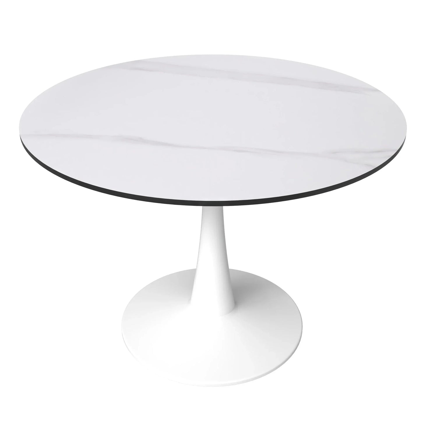 Bristol 40" Round Dining Table with Sintered Stone Tabletop in White Steel - Elax Furniture