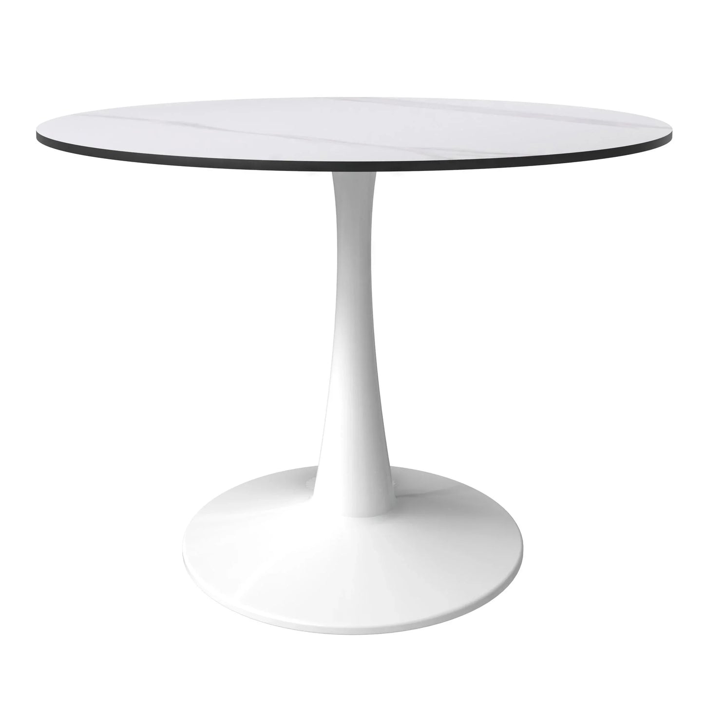 Bristol 40" Round Dining Table with Sintered Stone Tabletop in White Steel - Elax Furniture