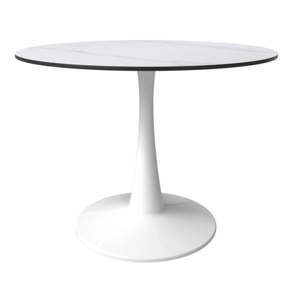 Bristol 40" Round Dining Table with Sintered Stone Tabletop in White Steel - Elax Furniture