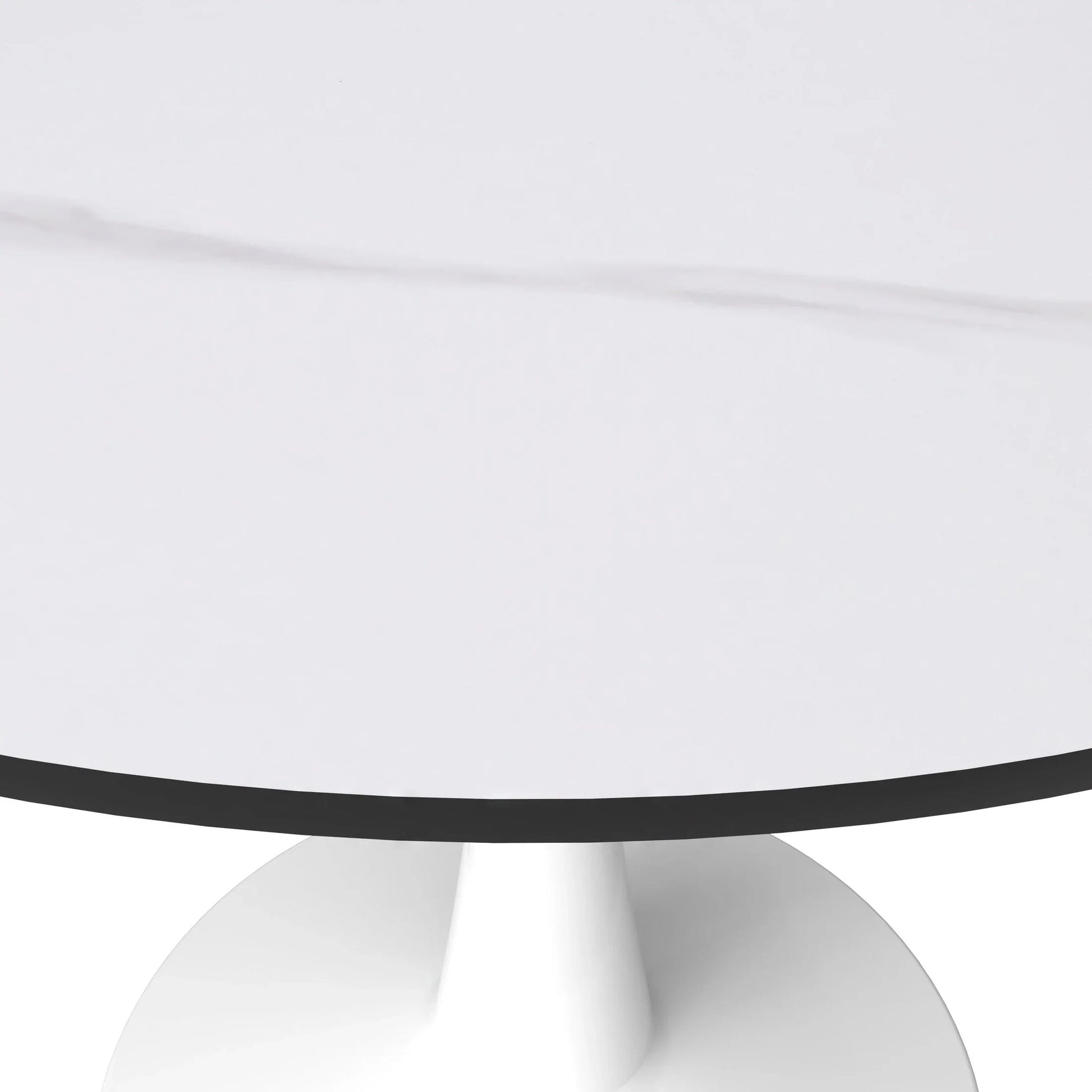 Bristol 40" Round Dining Table with Sintered Stone Tabletop in White Steel - Elax Furniture