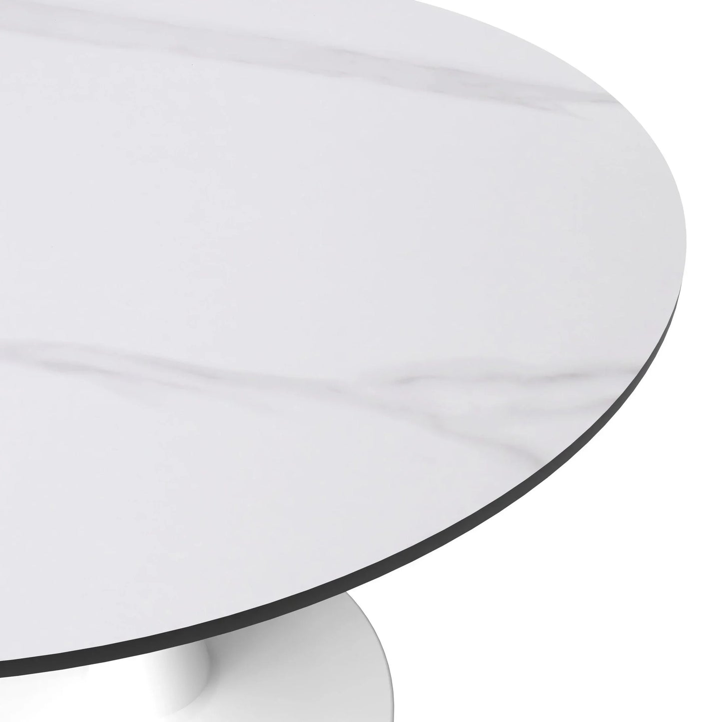 Bristol 40" Round Dining Table with Sintered Stone Tabletop in White Steel - Elax Furniture