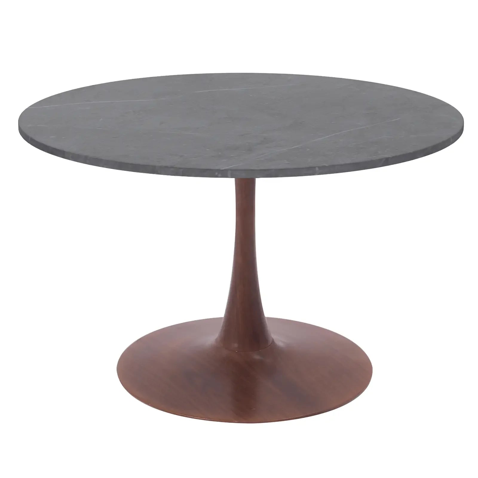 Bristol 36" Round Dining Table with Marbled Grey Sintered Stone Top and Steel Pedestal Base - Elax Furniture