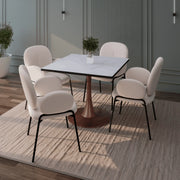 Bristol 27" Square Dining Table with Marbled White MDF Top and Steel Pedestal Base - Elax Furniture