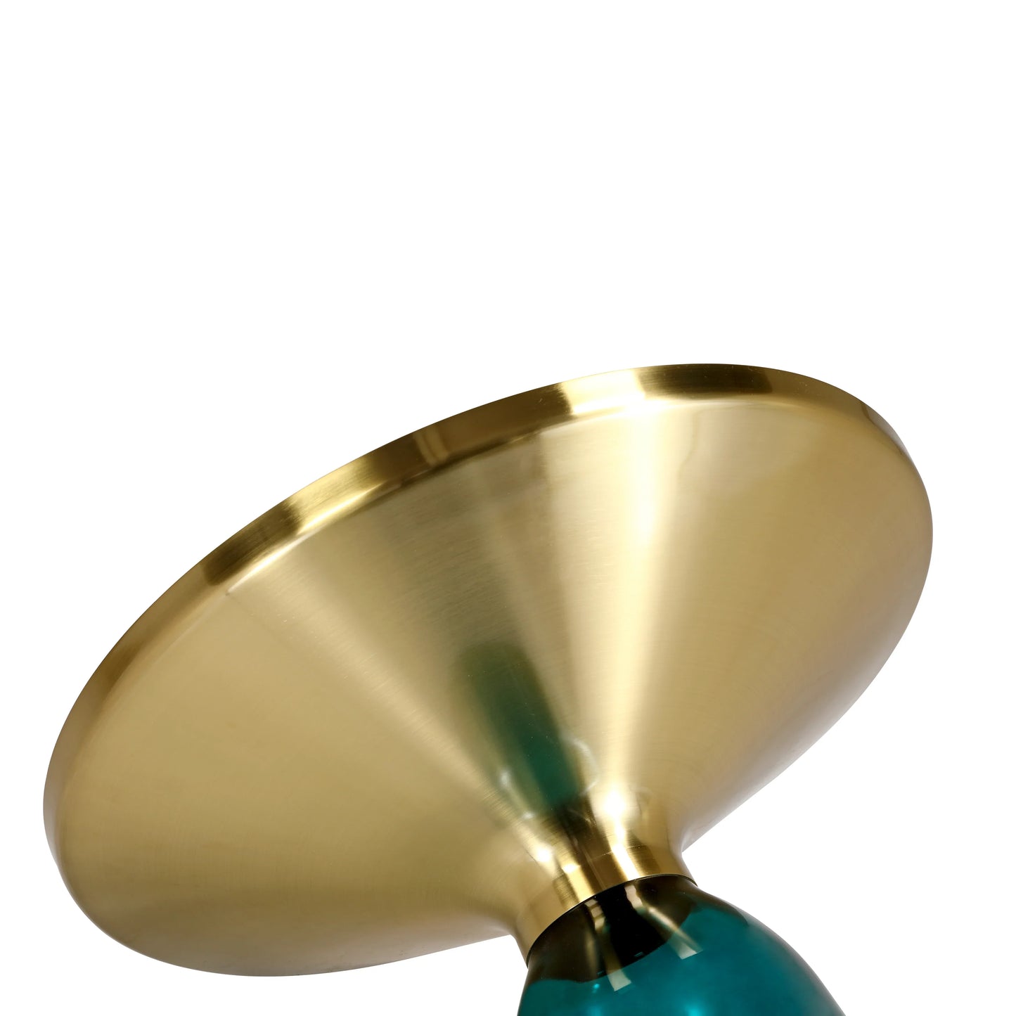 Tully 19-Inch Round Glass/Stone Side Table with Iron Rim Frame and Glass Base - Elax Furniture