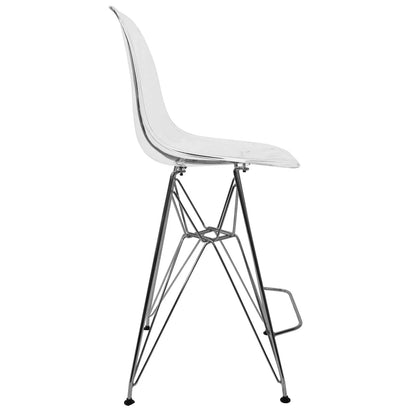Cresco Modern Acrylic Barstool in Chrome Base for Kitchen and Dining Room - Elax Furniture