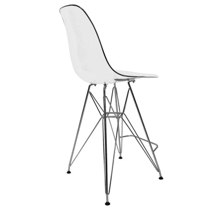 Cresco Modern Acrylic Barstool in Chrome Base for Kitchen and Dining Room - Elax Furniture