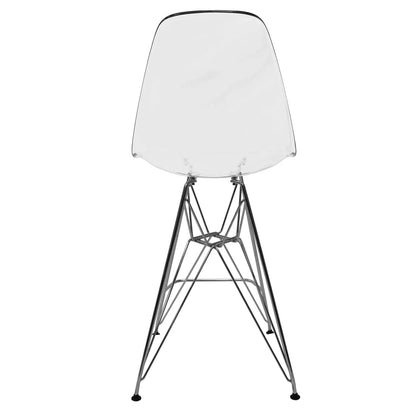 Cresco Modern Acrylic Barstool in Chrome Base for Kitchen and Dining Room - Elax Furniture