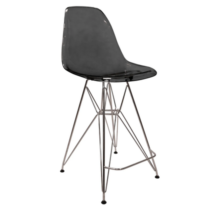 Cresco Modern Acrylic Barstool in Chrome Base for Kitchen and Dining Room - Elax Furniture