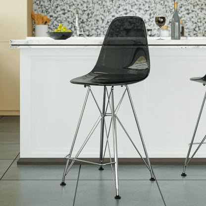 Cresco Modern Acrylic Barstool in Chrome Base for Kitchen and Dining Room - Elax Furniture