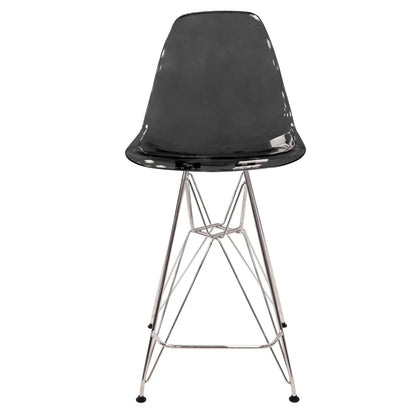 Cresco Modern Acrylic Barstool in Chrome Base for Kitchen and Dining Room - Elax Furniture